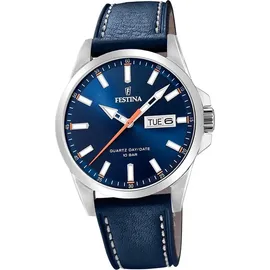 Festina Leder Herren Uhr Sport F20358/3 Armbanduhr blau Klassik D2UF20358/3 - Blau