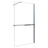 AICA_80x200cm Walk in Duschwand mit Stabilisator 8mm NANO ESG-Glas mit Duschregal Handtuchhalter Duschtrennwand F123