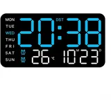 HpLive LED Digital Wanduhr, Temperatur Datum Woche Anzeige Tisch Wecker(Bschwarze Schale, Blu Licht)