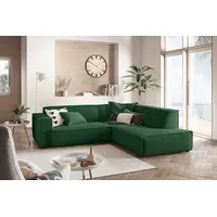 KAWOLA Sofa SAMU Ecksofa Cord smaragd Recamiere rechts