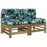 vidaXL Mittelsofas mit Kissen 2 Stk. Kiefernholz Imprägniert