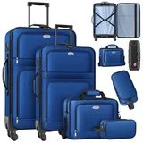 Kesser Kofferset, 4 Rollen, (Kosmetiktasche Handgepäck leichter Koffer & große Koffer), mit 3-Ziffern-TSA-Schloss, 360° Rollen & Teleskopgriff blau