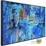Papermoon Infrarotheizung "Abstrakt Gemälde blau" Heizkörper sehr angenehme Strahlungswärme Gr. B/H/T: 120 cm x 60 cm x 3 cm, 750 W, bunt (kunstmotiv im aluminiumrahmen) Heizkörper