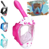 Khroom CO2 sichere Schnorchelmaske für Kinder ab 3 Jahren | geprüft* durch TÜV Rheinland | Vollgesichtsmaske zum Schnorcheln - Seaview Kids | Vollmaske Taucherbrille Tauchermaske (Einhorn Pink)