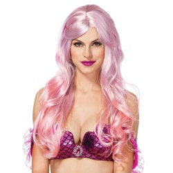 Leg Avenue Kostüm-Perücke Meerjungfrau rosa, Damenperücke für Mermaid Cosplay rosa