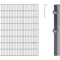 GAH Alberts Alberts Doppelstabmattenzaun als 22 tlg. Zaun-Komplettset | verschiedene Längen und Höhen - anthrazit Höhe 160 cm Länge 20 m