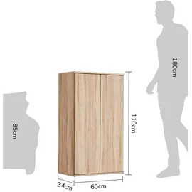 mokebo Mehrzweckschrank Sonoma Eiche, 2 Fächer, 60x110x34 cm, Waschküche, Mehrzweckschränke