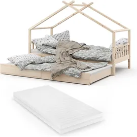 VitaliSpa Hausbett Design 90 x 200 cm Kiefer natur beige