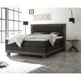 Hasena Chicago Boxspringbett 140-180 cm Dunkelgrau, Liegefläche:180 x 200 cm, Topper:Superio-Topper - Dunkelgrau