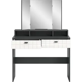 INOSIGN »GORA, Breite 100 cm, 2 Schubkästen, 1feste & 2 faltbare Spiegelflächen« gefräste Front in Waffeloptik hochglanz, Frisiertisch, Spiegeltisch