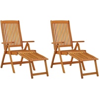 Möbel Outdoor Relaxsessel,Balkonstuhl Klappbare Gartenstühle mit Fußstützen 2 Stk. Eukalyptusholz DE39799