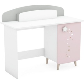 Kindermöbel 24 Schreibtisch Sternschnuppe 113 x 50 cm 1x Tür - dahinter 1x Einlegeboden + 1x Box rosa - weiß