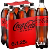 Coca-Cola zero sugar Cola – zuckerfreies, kalorienfreies, koffeinhaltiges Erfrischungsgetränk – 6x 1,25L Einweg PET Flaschen – Vorratspack