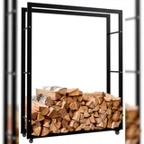 deluke Kaminholzregal Metall 25 x 100 x 125 cm Schwarz