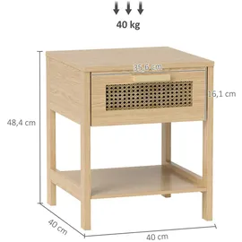 Homcom Nachttisch Natur 40 x 40 x 48,4 cm
