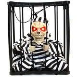 Bagima Halloween-Dekorationen, Halloween, Gruselig, Schreiend, Animiertes Skelett, Käfig, Gefangener mit Leuchtenden Augen, Spukhaus-Requisiten, Halloween-Party-Dekorationen (1)