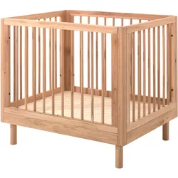 Kinderbett VIPACK "stabil und hochwertig gebaut, Kanten gerundet, umlaufendes Gitter", braun (eiche natur geölt, eiche natur geölt, eiche natur geölt), B:99cm H:88cm L:79cm, Betten, 95/75 cm, inkl. Bodenplatte, aus massiver Eiche natur geölt
