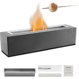 Vevor Feuerstelle, 380 x 100 x 135 mm, Tischkamin aus Beton, Feuerkorb, Feuerschale für Reinigungsalkohol, Smores-maker, für Terrasse & Balkon mit Feuerlöscherabdeckung, quadratisch, hellgrau