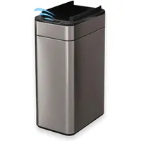 FLINQ 60L Sensor Mülleimer aus Edelstahl – Automatischer Küchenmülleimer mit Bewegungs"sensor – Großer Abfalleimer für Küche – Soft-Close Deckel – Carbon Grau