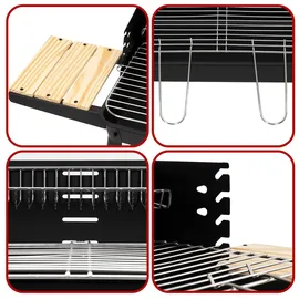 SPRINGOS Holzkohlegrill Grillwagen Schwarz/Braun