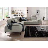 W.Schillig Ecksofa "valentinoo, Designsofa, elegant und bequem, L-Form", grau (stone r66), B:318cm H:83cm T:298cm, Chenille-Flachgewebe R66 (85% Polyester, 15% Nylon), Sofas, Ecksofa, mit Sitztiefenverstellung, Breite 318 cm