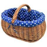 MyBer® Einkaufskorb Weidenkorb Korb geflochten mit Stoffeinlage 52/37/21(40)cm, Stabiler Tragekorb aus Weide braun braun