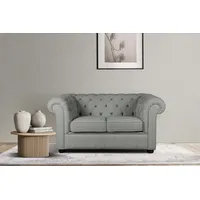 Home Affaire 2-Sitzer HOME AFFAIRE "CHARENTE, Chesterfield-Sofa, Wellenfederung, Maße: B/T/H: 147/89/74 cm", grau (hellgrau), B:147cm H:74cm T:89cm, 100% Polyester, Sofas, mit edler Knopfheftung und typischen Armlehnen