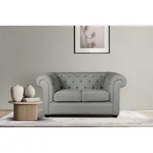 Home Affaire 2-Sitzer HOME AFFAIRE "CHARENTE, Chesterfield-Sofa, Wellenfederung, Maße: B/T/H: 147/89/74 cm", grau (hellgrau), B:147cm H:74cm T:89cm, 100% Polyester, Sofas, mit edler Knopfheftung und typischen Armlehnen