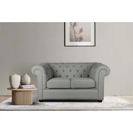 Home Affaire 2-Sitzer HOME AFFAIRE "CHARENTE, Chesterfield-Sofa, Wellenfederung, Maße: B/T/H: 147/89/74 cm", grau (hellgrau), B:147cm H:74cm T:89cm, 100% Polyester, Sofas, mit edler Knopfheftung und typischen Armlehnen