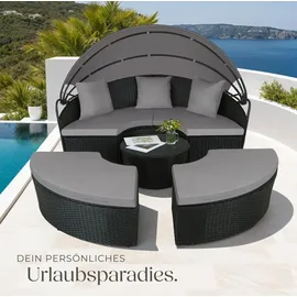 Tectake Sonneninsel Rattan schwarz/grau