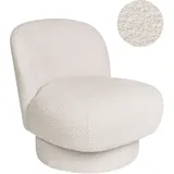 Beliani Drehsessel AYLO Bouclé 70 x 80 x 70 cm Cremeweiß