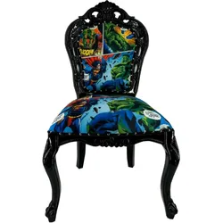 Casa Padrino Luxus Barock Esszimmer Stuhl mit Comic Design Bunt / Schwarz - Barock Essimmer Möbel