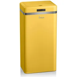 SWAN Retro Mülleimer mit Automatisch öffnender Sensor, Metall, 45 L, Vintage-Design, SWKA4500YELN, Gelb