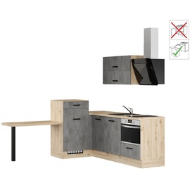 IMPULS KÜCHEN Küche »"Amsterdam"«, vormontiert, wahlweise mit E-Geräten, mit Vollauszug, Breite 350 cm, grau