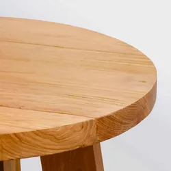 Oviala Business Runder Couchtisch aus massivem, recyceltem Teakholz 50 cm