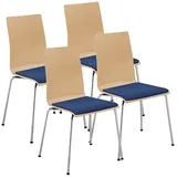 NOWY STYL Schalenstühle Cafe VII buche, blau Holz, 4 St.