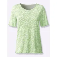 Classic Basics Kurzarmshirt CLASSIC BASICS "Kurzarm-Shirt", Damen, Gr. 38, grün (reseda, ecru, bedruckt), 100% Baumwolle, bedruckt, geblümt, gemustert, Rundhals, Shirts