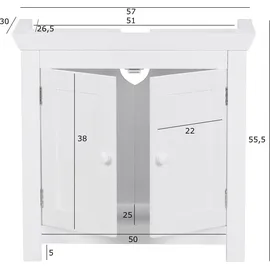 KADIMA DESIGN Waschbeckenunterschrank 2 Türen 57 x 0 x 0 cm Weiß