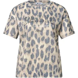 STREET ONE Sommershirt Ausbrenner-Look Leo-Print Beige 36