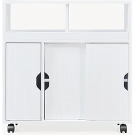 [en.casa] Fadeskimma Beistellschrank 69,5 x 71,5 x 20 cm Weiß