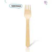 Blanc HYGIENIC Gabel, Holzgabel Einwegbesteck, 1.000 Stk, gewachst, biologisch abbaubar, 16 cm