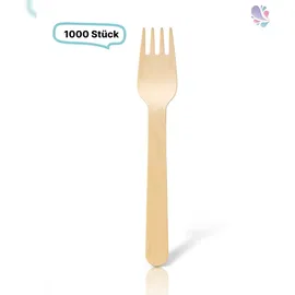 Blanc HYGIENIC Gabel, Holzgabel Einwegbesteck, 1.000 Stk, gewachst, biologisch abbaubar, 16 cm