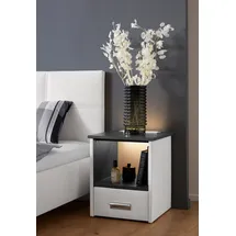 Westfalia Schlafkomfort Nachtkonsole "Brilon", schwarz-weiß (weiß, schieferoptik anthrazit), B:45cm H:53cm T:45cm, Holzwerkstoff, WESTFALIA SCHLAFKOMFORT, Sideboards, Nachtkonsole, wahlweise mit indirekter LED-Beleuchtung