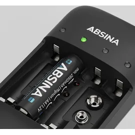 Absina Akku Ladegerät AA AAA & 9V inkl. 8X AA 2900