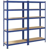 vidaXL Lagerregale mit 5 Böden 2 Stk. Blau Stahl & Holzwerkstoff