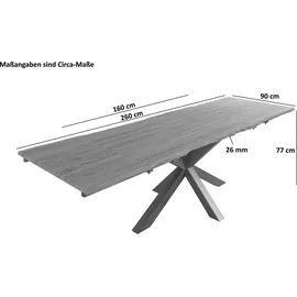 sam möbel gmbh Baumkantentisch Akazie nougatfarben 160(260)x90 cm Ansteckplatten Spider-Gestell schwarz JANNIK - Braun