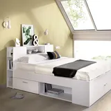 vente-unique Bett mit Stauraum & Schubladen - 140 x 190 cm - Weiß - LEANDRE