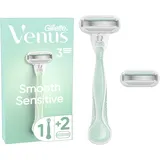 Gillette Venus Smooth Sensitive Damenrasierer mit wiederverwendbarem Handstück 2 Ersatzklingen