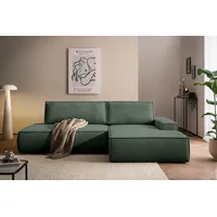 Ecksofa HOME AFFAIRE "SHERWOOD, Schlafsofa in L-Form offen (275cm), Cord, Leinenoptik", grün (dunkelgrün), B:275cm H:85cm T:167cm, 100% Polyester, Sofas, Schlaffunktion und Bettkasten, Kedernaht, hoher Sitz- & Liegekomfort