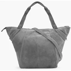 Leder Shopper - Damen - grau